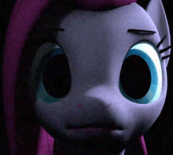 Size: 582x523 | Tagged: safe, artist:camtwo, derpibooru exclusive, pinkie pie, earth pony, pony, g4, 3d, animated, creepy, female, gif, looking at you, mare, no catchlights, noise, pinkamena diane pie, she knows, solo, source filmmaker, stare