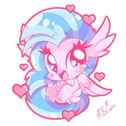 Size: 4020x4020 | Tagged: safe, artist:sohmasatori, silverstream, classical hippogriff, hippogriff, g4, blushing, chibi, cute, diastreamies, female, heart, simple background, solo, white background