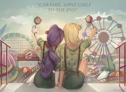 Size: 2200x1600 | Tagged: safe, artist:tcn1205, applejack, rarity, human, equestria girls, equestria girls specials, g4, my little pony equestria girls: better together, my little pony equestria girls: rollercoaster of friendship, amusement park, clothes, cute, female, humanized, jackabetes, lesbian, pony coloring, raribetes, rear view, ship:rarijack, shipping
