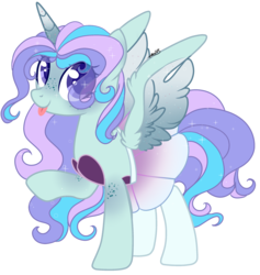 Size: 2500x2637 | Tagged: safe, artist:2pandita, oc, oc only, oc:benix, alicorn, pony, base used, clothes, cute, female, high res, mare, ocbetes, raised hoof, simple background, skirt, solo, tongue out, transparent background