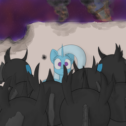 Size: 2048x2048 | Tagged: safe, artist:snezhok42, trixie, changeling, g4, atg 2019, high res, incomplete, newbie artist training grounds, no pupils, sketch, this will not end well