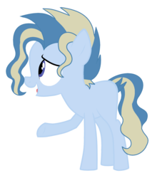Size: 1521x1725 | Tagged: safe, artist:flutterbases, artist:rukemon, oc, oc only, oc:dirt arrow, earth pony, pony, icey-verse, base used, blank flank, colt, commission, male, offspring, open mouth, parent:petunia paleo, parent:skeedaddle, parents:skeedadleo, raised hoof, simple background, solo, transparent background