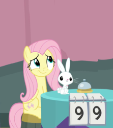 Size: 802x904 | Tagged: safe, edit, edited screencap, screencap, angel bunny, fluttershy, a trivial pursuit, g4, bell, cropped, cute, shyabetes