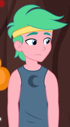Size: 357x642 | Tagged: safe, screencap, lemon zack, scribble dee, equestria girls, five lines you need to stand in, g4, my little pony equestria girls: better together, background human, bare arms, clothes, cropped, male, offscreen character, solo