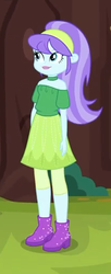 Size: 206x503 | Tagged: safe, screencap, aqua blossom, equestria girls, five lines you need to stand in, g4, my little pony equestria girls: better together, background human, boots, clothes, cropped, cute, female, hairband, shoes, skirt, socks, solo