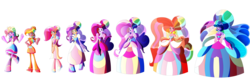 Size: 9300x3000 | Tagged: safe, artist:keytee-chan, applejack, fluttershy, pinkie pie, princess ember, rainbow dash, rarity, starlight glimmer, sunset shimmer, twilight sparkle, human, g4, appleflaritwidashpie, fusion, fusion:empress eternal party, fusion:excellent pasture eclair, fusion:fluttering zap apple pie, fusion:princess glimmering ball, fusion:princess supreme ball, fusion:queen all nighter, fusion:rainbow cupcake, fusion:zap apple cake, humanized, impossibly large hair, mane six, this isn't even my final form