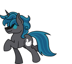 Size: 586x528 | Tagged: safe, artist:musical-medic, oc, oc only, oc:swan song, pony, unicorn, magical gay spawn, male, parent:king sombra, parent:stygian, simple background, solo, stallion, transparent background
