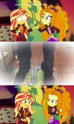 Size: 1920x3202 | Tagged: safe, edit, screencap, adagio dazzle, sunset shimmer, human, equestria girls, equestria girls series, g4, sunset's backstage pass!, spoiler:eqg series (season 2), burger king foot lettuce, geode of empathy, magical geodes, meme, mind reading, sunset sees things, top15s