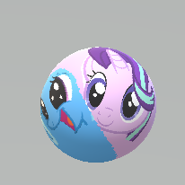 Size: 206x206 | Tagged: safe, artist:vanny22ify, starlight glimmer, trixie, g4, 3d, ball, female, fusion, glimmerball, happy, inanimate tf, lesbian, morph ball, ship:startrix, shipping, smiling, transformation, trixieball