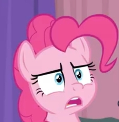 Size: 339x349 | Tagged: safe, screencap, pinkie pie, earth pony, pony, a trivial pursuit, g4, confused, faic, female, mare, reaction image, wat