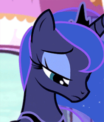 Size: 250x294 | Tagged: safe, screencap, princess luna, alicorn, pony, do princesses dream of magic sheep, g4, animated, carousel boutique, crown, female, flowing mane, jewelry, mare, perfect loop, regalia, slow motion, solo, talking