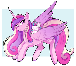 Size: 2910x2528 | Tagged: safe, artist:emera33, princess cadance, princess flurry heart, alicorn, pony, g4, baby, baby pony, cute, eyes closed, female, filly, flurrybetes, high res, mama cadence, mare, mother and daughter, smiling, spread wings, wings