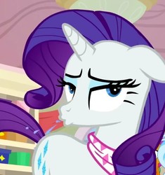 Size: 664x706 | Tagged: safe, screencap, rarity, silverstream, pony, unicorn, g4, the end in friend, cropped, female, mare, raspberry, salivating, solo, spit, tongue out