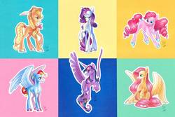 Size: 1095x730 | Tagged: safe, artist:eeviart, applejack, fluttershy, pinkie pie, rainbow dash, rarity, twilight sparkle, alicorn, earth pony, pegasus, pony, unicorn, g4, mane six, twilight sparkle (alicorn)