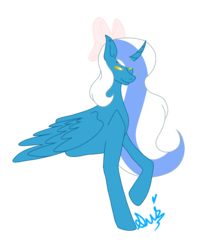 Size: 1014x1281 | Tagged: safe, artist:skywolfiesenpai, oc, oc:fleurbelle, alicorn, pony, alicorn oc, bow, female, hair bow, mare, solo, yellow eyes