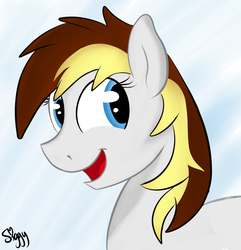 Size: 1917x1989 | Tagged: safe, artist:siggyderp, oc, oc only, oc:bravelyblue, earth pony, pony, male, signature, smiling, solo, stallion