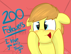 Size: 3745x2855 | Tagged: safe, artist:siggyderp, oc, oc only, oc:siggy, earth pony, pony, blushing, high res, male, smiling, solo, stallion, text