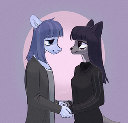 Size: 3000x2895 | Tagged: safe, artist:bloodymrr, oc, oc only, cat, anthro, rcf community, duo, high res, holding hands