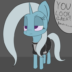 Size: 1046x1051 | Tagged: safe, alternate version, artist:snezhok42, trixie, pony, unicorn, g4, atg 2019, clothes, colored, flat colors, maid, newbie artist training grounds, no pupils, standing
