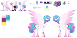 Size: 9921x4952 | Tagged: safe, artist:moonlight0shadow0, princess flurry heart, alicorn, pony, icey-verse, g4, absurd resolution, alternate hairstyle, boots, clothes, converse, crown, dress, ear piercing, earring, female, flannel, hoodie, hoof shoes, jeans, jewelry, mare, older, older flurry heart, pants, piercing, reference sheet, regalia, shoes, simple background, skirt, socks, solo, stockings, striped socks, tattoo, thigh highs, torn clothes, transparent background, unshorn fetlocks