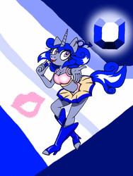 Size: 960x1280 | Tagged: safe, artist:dashingjack, oc, oc:azure/sapphire, anthro, anime, breasts, cleavage, crossdressing, ear piercing, earring, femboy, jewelry, kissing, lipstick, magical girl outfit, male, midriff, piercing, transformation, transgender transformation