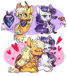 Size: 1489x1675 | Tagged: safe, artist:soundwavepie, applejack, rarity, pony, g4, chest fluff, cute, female, lesbian, ship:rarijack, shipping