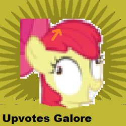 Size: 250x250 | Tagged: safe, apple bloom, earth pony, pony, derpibooru, g4, 1000 hours in ms paint, apple bloom's bow, bow, derp, female, filly, hair bow, meta, needs more jpeg, smiling, spoilered image joke, stylistic suck, upvote