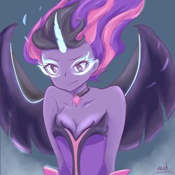 Size: 2048x2048 | Tagged: safe, artist:moh_mlp2, sci-twi, twilight sparkle, equestria girls, g4, female, high res, looking at you, midnight sparkle, solo
