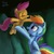 Size: 2048x2048 | Tagged: safe, artist:tinybenz, rainbow dash, scootaloo, pegasus, pony, campfire tales, g4, cave, cute, cutealoo, daaaaaaaaaaaw, duo, female, high res, holding, holding a pony, scene interpretation, scootalove, siblings, signature, sisters, upsies