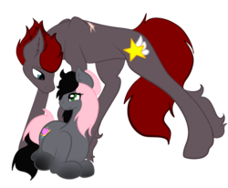 Size: 1024x842 | Tagged: safe, artist:pastel-pony-princess, oc, oc only, oc:wraith, pony, female, larger male, male, pregnant, sitting, size difference