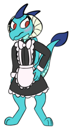 Size: 954x1730 | Tagged: safe, artist:neonhuo, princess ember, dragon, g4, clothes, female, maid, newbie artist training grounds, simple background, solo, transparent background