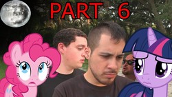 Size: 1280x720 | Tagged: safe, artist:pony-o bros., pinkie pie, twilight sparkle, earth pony, human, pegasus, pony, unicorn, series:pony meets world, g4, bandage, community related, dustin, facial hair, female, house, irl, irl human, joey orpesa, link in description, mare, mare in the moon, moon, moustache, photo, ponies in real life, sunglasses, thumbnail, unamused, unicorn twilight, youtube link