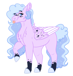 Size: 1092x1148 | Tagged: safe, artist:azerae, oc, oc only, oc:fairy floss, pegasus, pony, female, magical lesbian spawn, mare, offspring, parent:pinkie pie, parent:princess luna, parents:lunapie, simple background, solo, tongue out, transparent background, two toned wings, wings