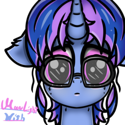 Size: 6000x6000 | Tagged: safe, artist:undisputed, oc, oc only, oc:moonlight wish, pony, unicorn, female, glasses, horn, mare, solo