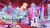 Size: 1920x1080 | Tagged: safe, screencap, applejack, fluttershy, rainbow dash, rarity, spike, twilight sparkle, alicorn, dragon, earth pony, pegasus, pony, unicorn, between dark and dawn, g4, my little pony: friendship is magic, air pump, applejack's hat, balloon, blowing up balloons, canterlot castle, cowboy hat, decoration, female, food, glowing horn, hat, horn, horseshoes, inflating, magic, male, mare, note, party, pumping, stars, statue, streamers, telekinesis, twilight sparkle (alicorn), winged spike, wings