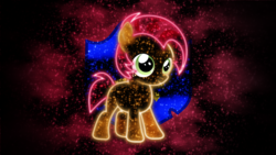 Size: 1920x1080 | Tagged: safe, artist:morningstar-1337, edit, babs seed, pony, g4, cutie mark, female, neon, solo, space, vector, wallpaper, wallpaper edit