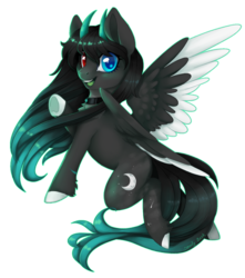 Size: 1185x1343 | Tagged: safe, artist:shady-bush, oc, oc only, oc:hitari, pegasus, pony, female, horns, mare, solo, two toned wings, wings