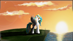 Size: 1920x1080 | Tagged: safe, artist:fearyzy, oc, oc only, pony, solo, sunset