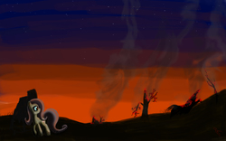 Size: 1920x1200 | Tagged: safe, artist:fearyzy, fluttershy, pony, g4, female, fire, forest, solo