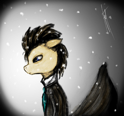 Size: 1100x1024 | Tagged: safe, artist:fearyzy, doctor whooves, time turner, earth pony, pony, g4, male, snow, solo