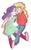Size: 806x1280 | Tagged: safe, artist:eereekuhh, applejack, rarity, human, g4, boots, clothes, converse, cosplay, costume, crossover, cute, dress, female, humanized, jackabetes, jeans, lesbian, marco diaz, one eye closed, pants, raribetes, ship:rarijack, shipping, shoes, star butterfly, star vs the forces of evil, starco, wink