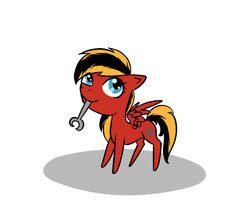 Size: 700x600 | Tagged: safe, artist:vikuskaal, oc, oc only, oc:twotail, pegasus, pony, chibi, looking up, mouth hold, solo