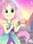 Size: 1800x2400 | Tagged: safe, artist:artmlpk, fluttershy, equestria girls, equestria girls series, forgotten friendship, g4, adorable face, bare shoulders, blushing, cute, female, looking at something, ponied up, pony ears, pretty, shyabetes, smiling, solo, sunset, super ponied up, wings