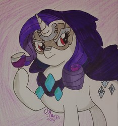 Size: 2163x2312 | Tagged: safe, artist:iffoundreturntorarity, idw, rarity, g4, ponies of dark water, alcohol, atg 2019, doctor doom, doctor doomity, high res, newbie artist training grounds, traditional art, wine