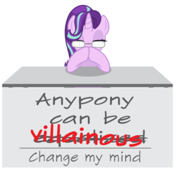 Size: 4096x3974 | Tagged: safe, artist:amarthgul, starlight glimmer, pony, g4, atg 2019, change my mind, female, gendo ikari, gendo pose, glasses, hooves together, neon genesis evangelion, newbie artist training grounds, simple background, solo, table, transparent background, vector, villainous