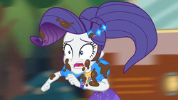 Size: 1920x1080 | Tagged: safe, screencap, rarity, equestria girls, g4, lost and pound, lost and pound: rarity, my little pony equestria girls: choose your own ending, chase, drama queen, female, marshmelodrama, mud, muddy, music festival outfit, rarity being rarity, running, scared, shrunken pupils, wide eyes