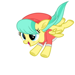 Size: 3600x3600 | Tagged: safe, artist:cheezedoodle96, barley barrel, pegasus, pony, g4, rainbow roadtrip, .svg available, beanie, clothes, female, filly, flying, freckles, happy, hat, high res, juxtaposition bait, looking at each other, shirt, simple background, smiling, solo, svg, transparent background, underhoof, vector, windswept mane