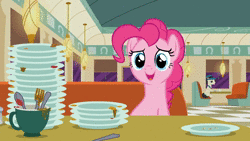 Size: 1920x1080 | Tagged: safe, artist:tgut, edit, edited screencap, screencap, lucky breaks, pinkie pie, sweet service, earth pony, pony, unicorn, g4, the saddle row review, adorafatty, animated, belly, bill, chubby, cute, diapinkes, diner, discussion in the comments, faic, fat, fat edit, female, floppy ears, frown, grin, gritted teeth, implied dj pon-3, implied rarity, looking at you, male, mare, plate, pudgy pie, restaurant, smiling, sound, squee, stallion, sticker shock, stuffed, stuffing, talking, that pony sure does love eating, waitress, webm, weight gain, wide eyes
