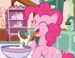 Size: 770x596 | Tagged: safe, screencap, pinkie pie, pony, between dark and dawn, g4, cute, diapinkes, licking, tongue out