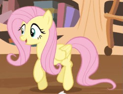 Size: 591x450 | Tagged: safe, screencap, fluttershy, pony, g4, three's a crowd, animated, female, gif, golden oaks library, loop, trotting, trotting in place